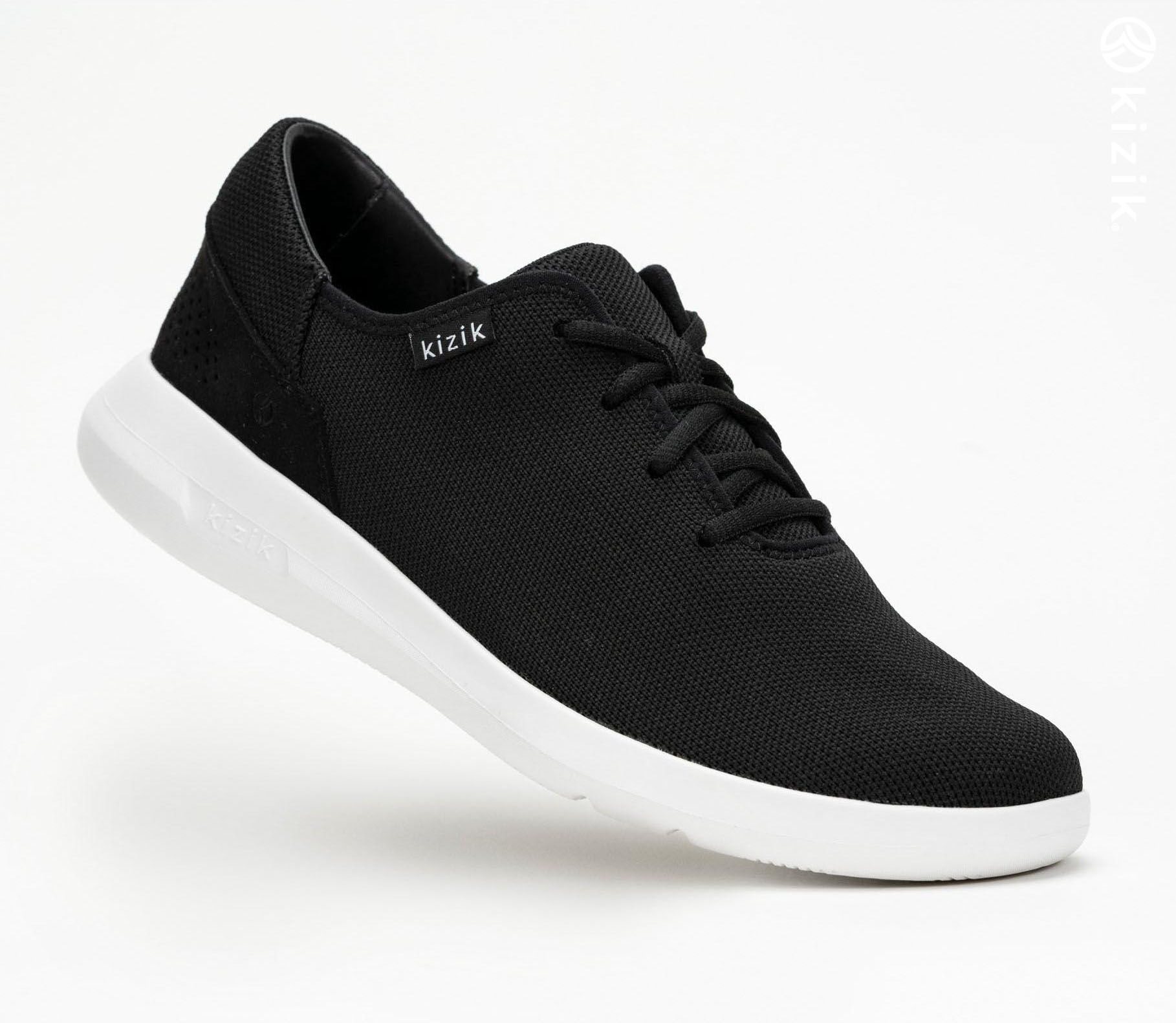 Kizik Madrid Eco Knit Men's Shoes Black/White | UK-F67