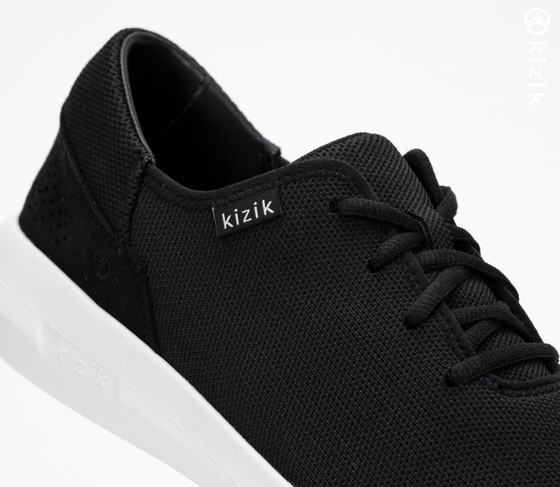 Kizik Madrid Eco Knit Men's Shoes Black/White | UK-F67