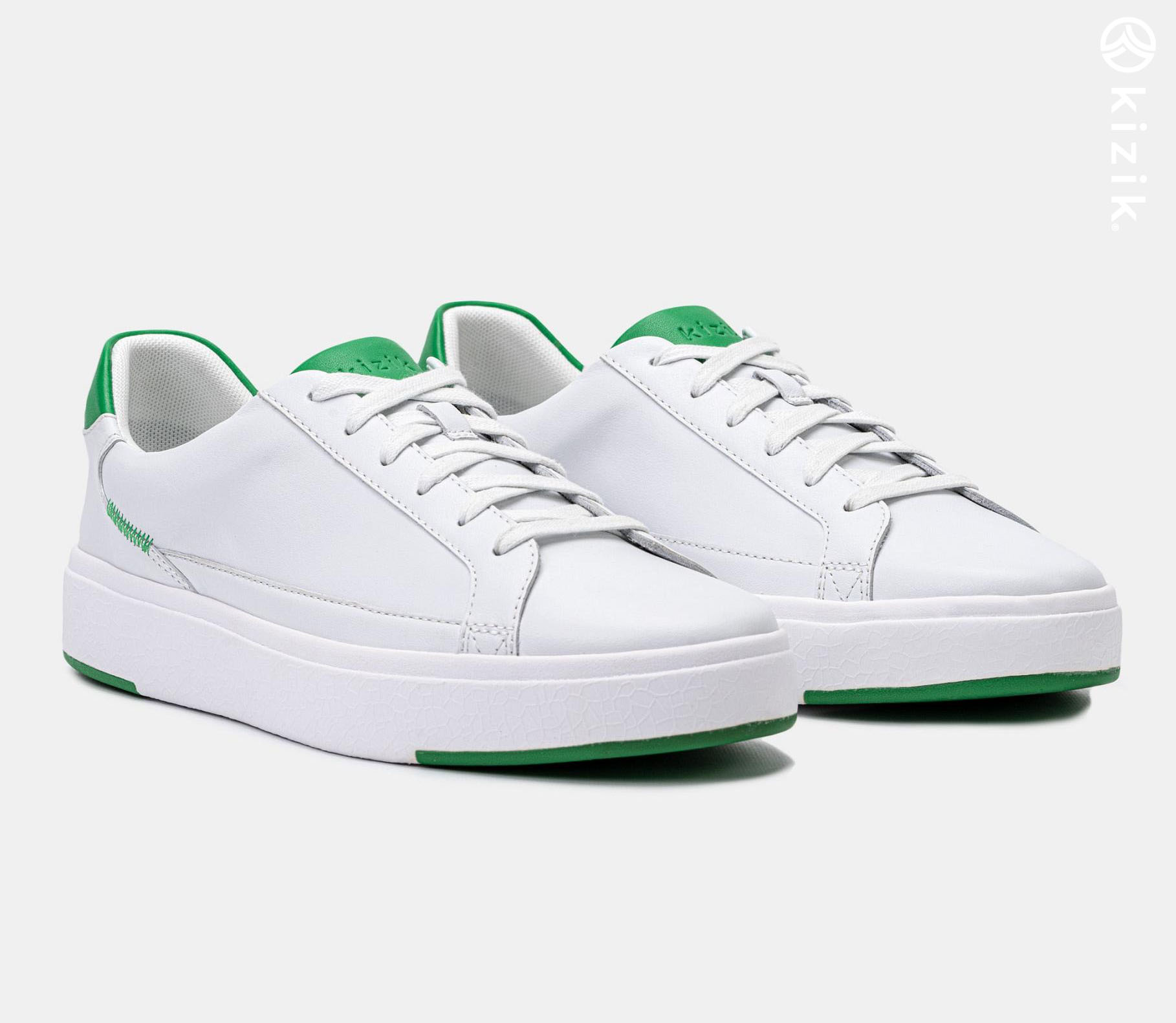 Kizik Vegas Men's Shoes White/Green | UK-D25